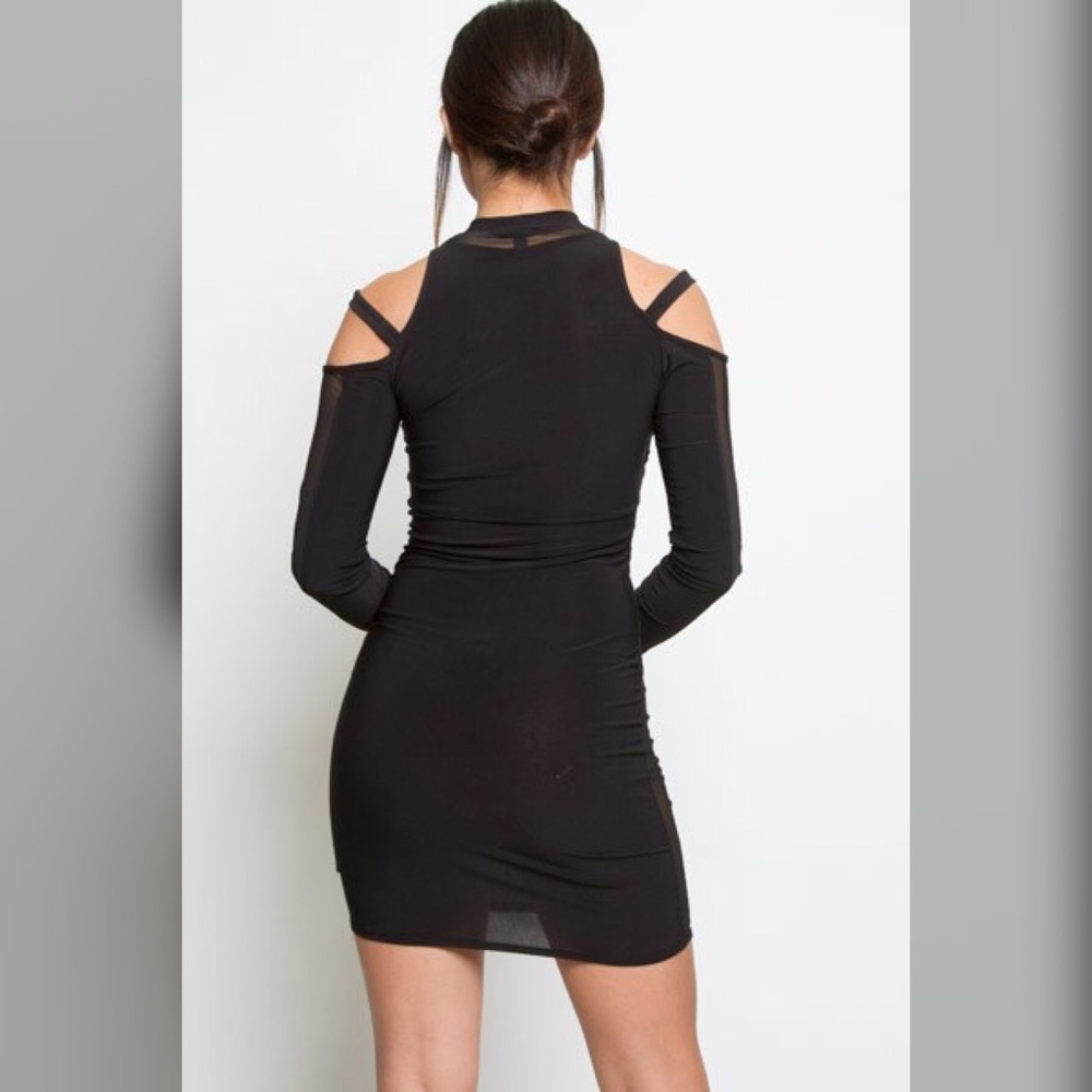 Sexy strappy semi sheer cutout cold shoulder dress - Picture 4 of 4